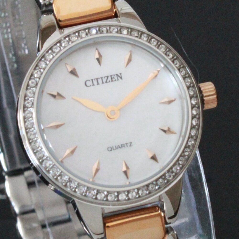 Citizen Women's Quartz Watch Crystal Bezel Mother Of Pearl Dial 24mm - Picture 8 of 11